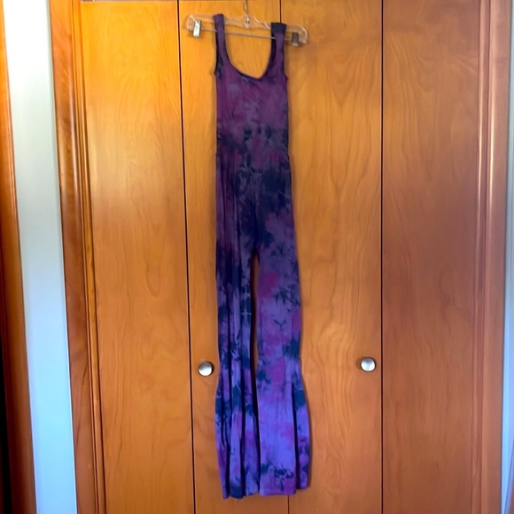 Hand tie-dyed free people good karma wide leg jumpsuit - Picture 6 of 7